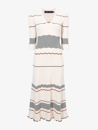 Still Life image of Wavy Stripe Rib Knit Dress in ECRU MULTI