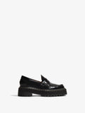 Side image of Lug Sole Platform Loafers in BLACK