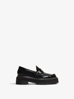 Side image of Lug Sole Platform Loafers in BLACK