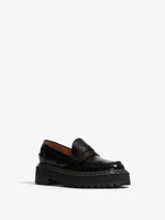 Front image of Lug Sole Platform Loafers in BLACK