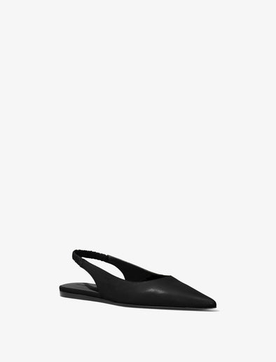 3/4 Side image of Spike Slingback Flats in BLACK