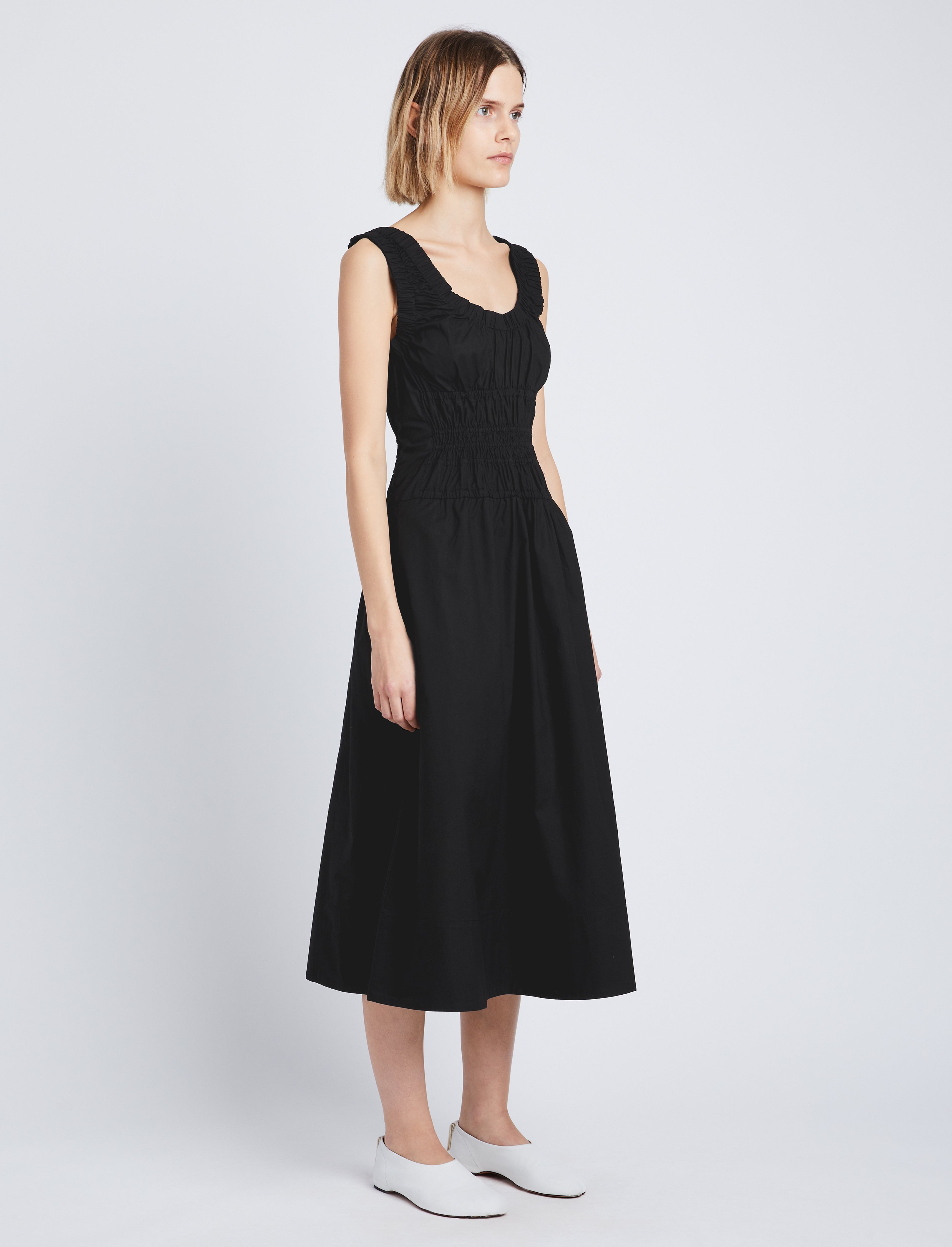 Poplin Gathered Midi Dress – Proenza Schouler