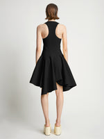 Back image of model wearing Sculpted Knit Dress in black