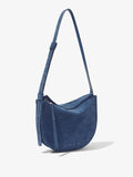 Side image of Medium Baxter Suede Bag in SLATE BLUE