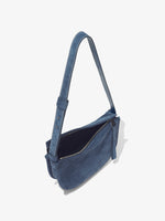 Aerial image of Medium Baxter Suede Bag in SLATE BLUE