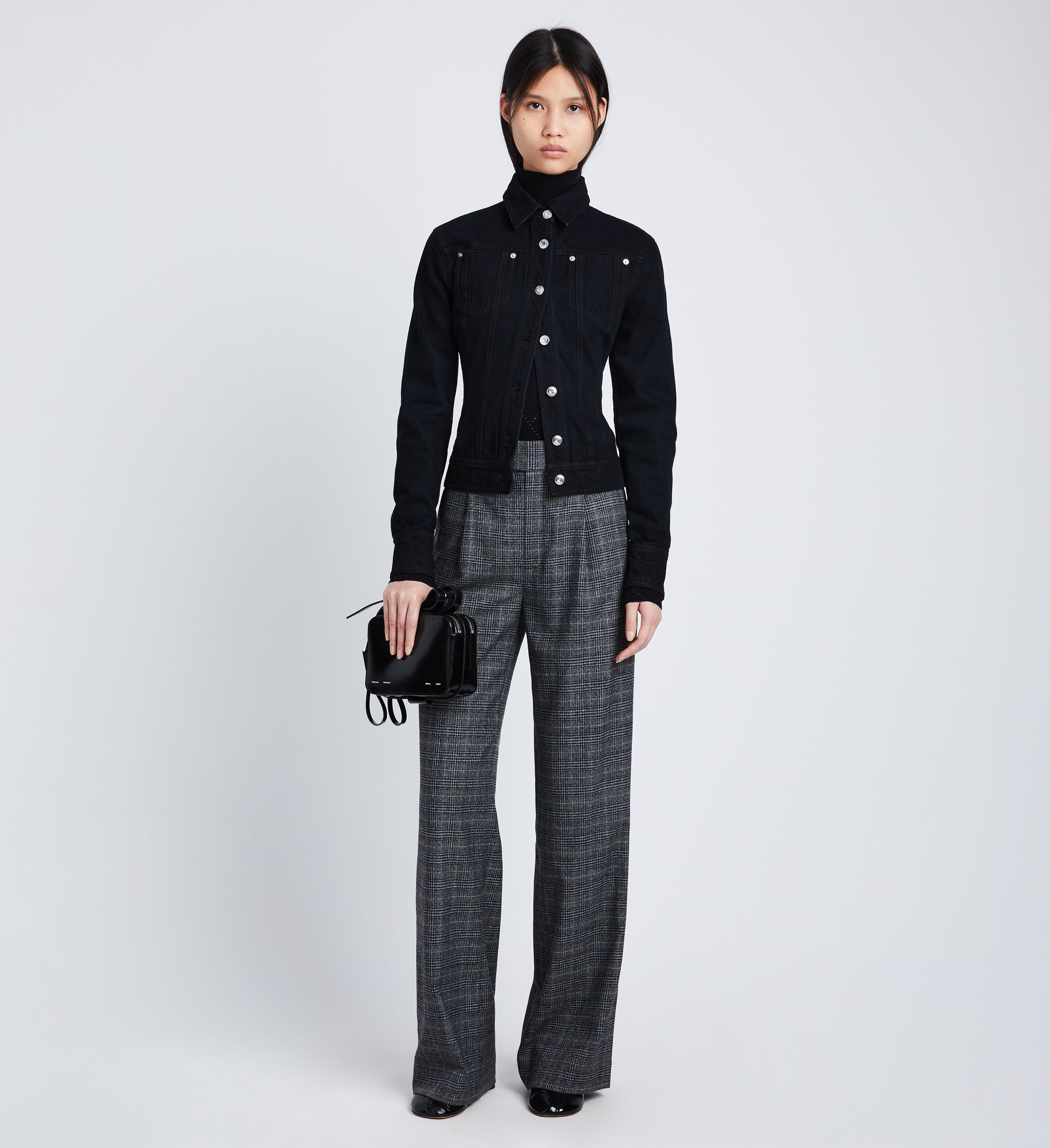 Proenza Schouler White Label Plaid Suiting Wide Leg Pants Black Offwhite Citron Proenza Schouler Official Site