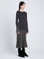 Front full length image of model wearing Multi Marl Knit Dress in DARK EGGLPLANT MELANGE