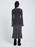 Side full length image of model wearing Multi Marl Knit Dress in DARK EGGLPLANT MELANGE