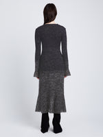 Side full length image of model wearing Multi Marl Knit Dress in DARK EGGLPLANT MELANGE