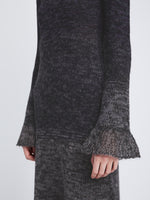 Back full length image of model wearing Multi Marl Knit Dress in DARK EGGLPLANT MELANGE