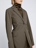 Detail image of model wearing Technical Suiting Blazer in WOOD