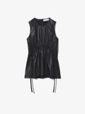 Still Life image of Faux Leather Drawstring Top in BLACK