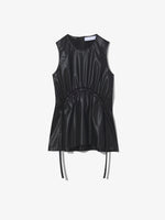 Still Life image of Faux Leather Drawstring Top in BLACK