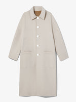 Still Life image of Reversible Double Face Coat in CAMEL / OFF WHITE on OFF WHITE side