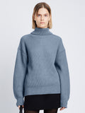 Cropped front image of model wearing Reversible Cotton Cashmere Sweater in SLATE