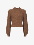 Still Life image of Chunky Cable Bell Sleeve Sweater in DARK CAMEL