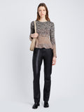 Front full length image of model wearing Multi Marl Knit Sweater in DARK CAMEL MELANGE