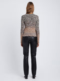 Back full length image of model wearing Multi Marl Knit Sweater in DARK CAMEL MELANGE