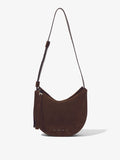 Front image of Medium Baxter Suede Bag in CHOCOLATE