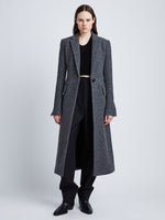 Front cropped image of model wearing Wool Jersey Coat in GREY MELANGE