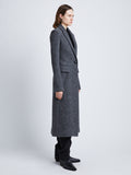 Front full length image of model wearing Wool Jersey Coat in GREY MELANGE