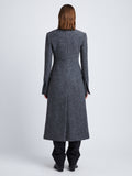 Side full length image of model wearing Wool Jersey Coat in GREY MELANGE