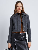 Front cropped image of model wearing Wool Jersey Jacket in GREY MELANGE