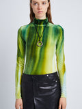 Detail image of model wearing Ice Dyed Velvet Top in JADE