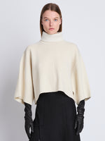 Front cropped image of model wearing Double Face Eco Cashmere Sweater in IVORY