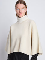 Detail image of model wearing Double Face Eco Cashmere Sweater in IVORY