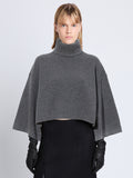 Front cropped image of model wearing Double Face Eco Cashmere Sweater in GREY MELANGE