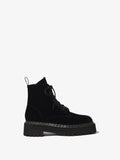 Side image of Velvet Lug Sole Combat Boots in black