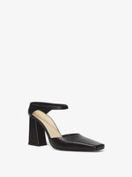 3/4 Front image of QUAD ANKLE STRAP PUMPS in BLACK