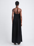 Back image of model in Matte Viscose Crepe Strapless Dress in black