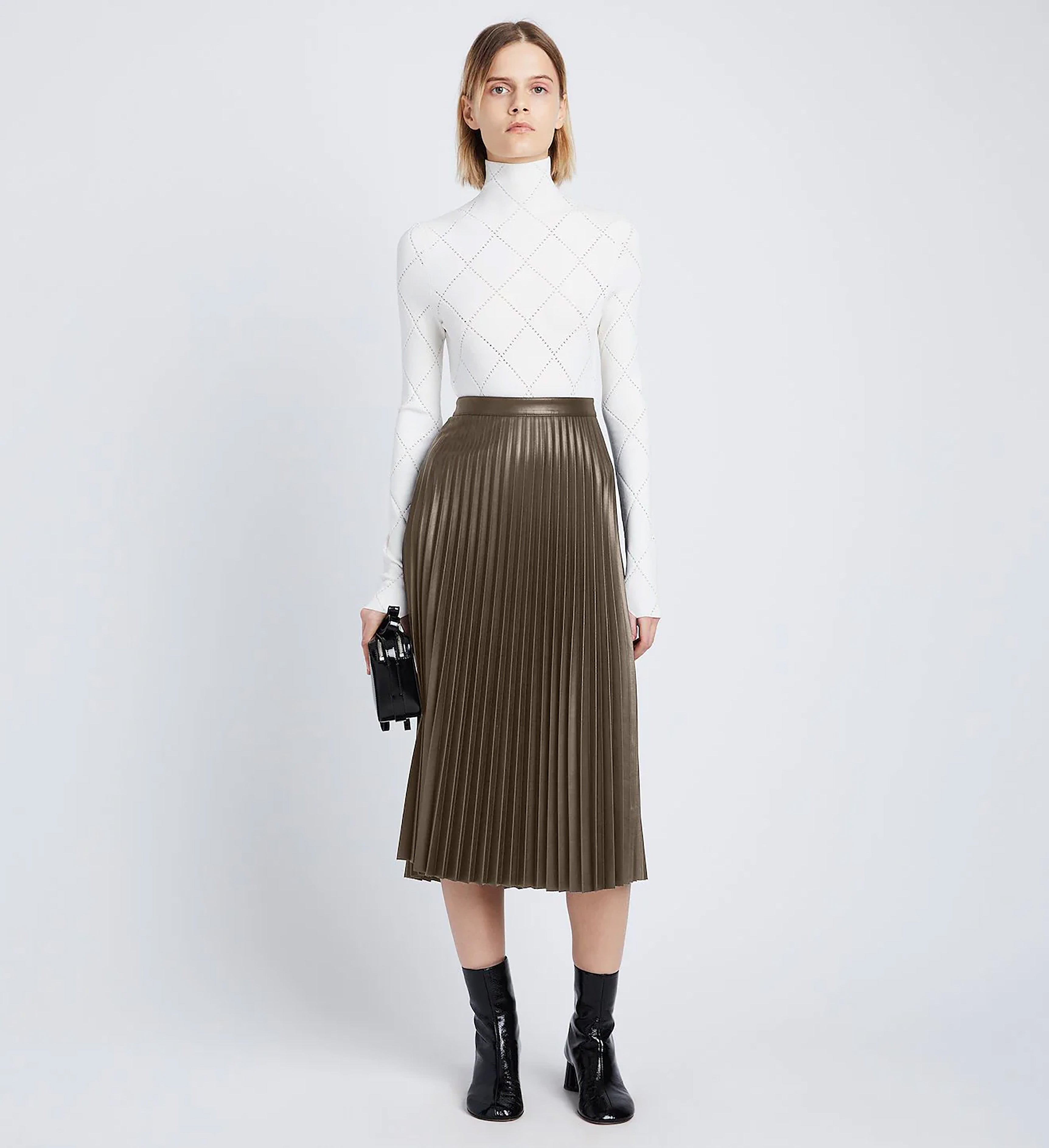 Daphne Pleated Skirt in Faux Leather – Proenza Schouler