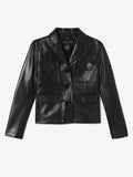 Still Life image of Glossy Leather Jacket in BLACK