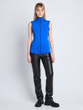 Front full length image of model wearing Slinky Jersey Turtleneck Top in BRIGHT BLUE