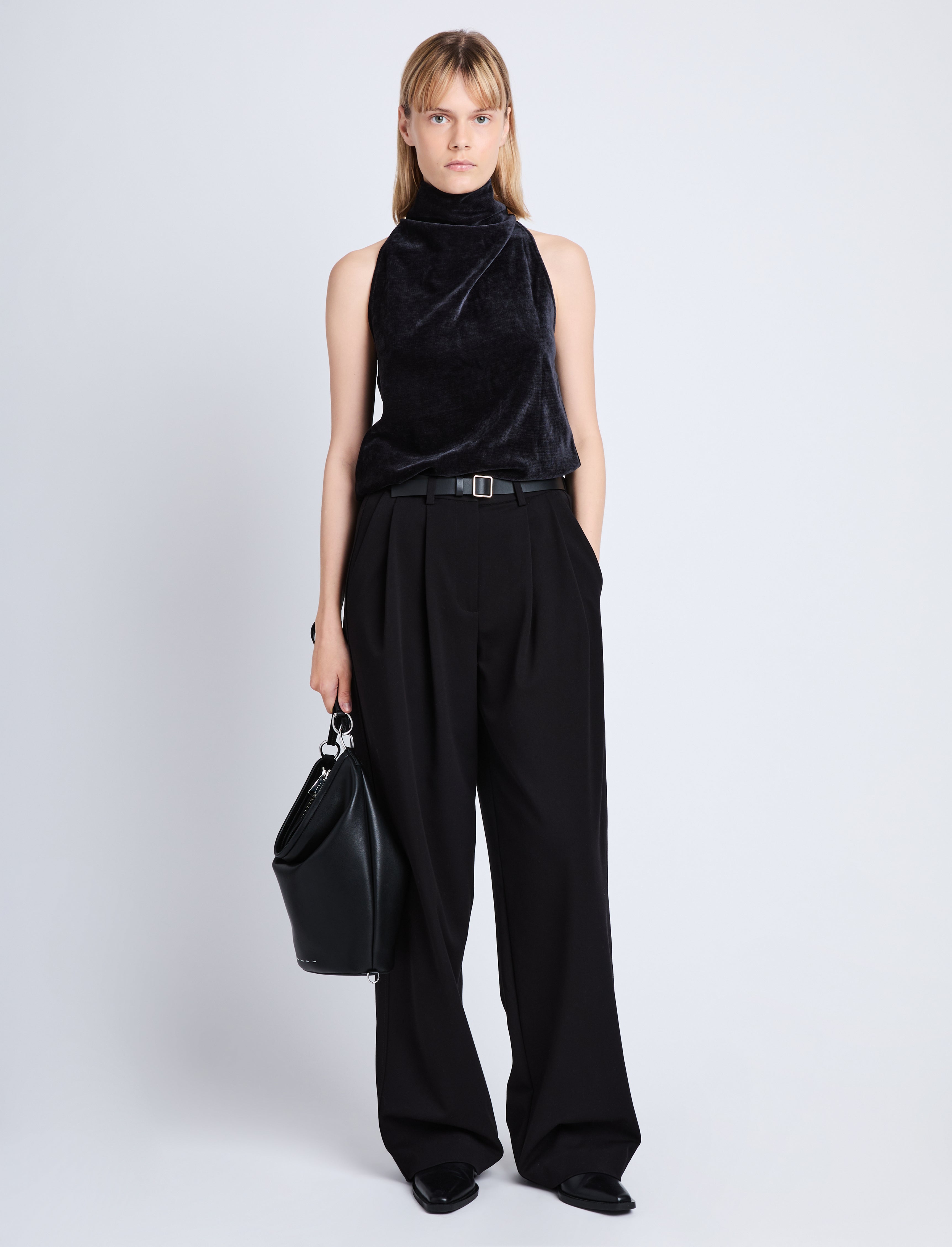 Mila Cowl Top in Chenille Suiting Proenza Schouler