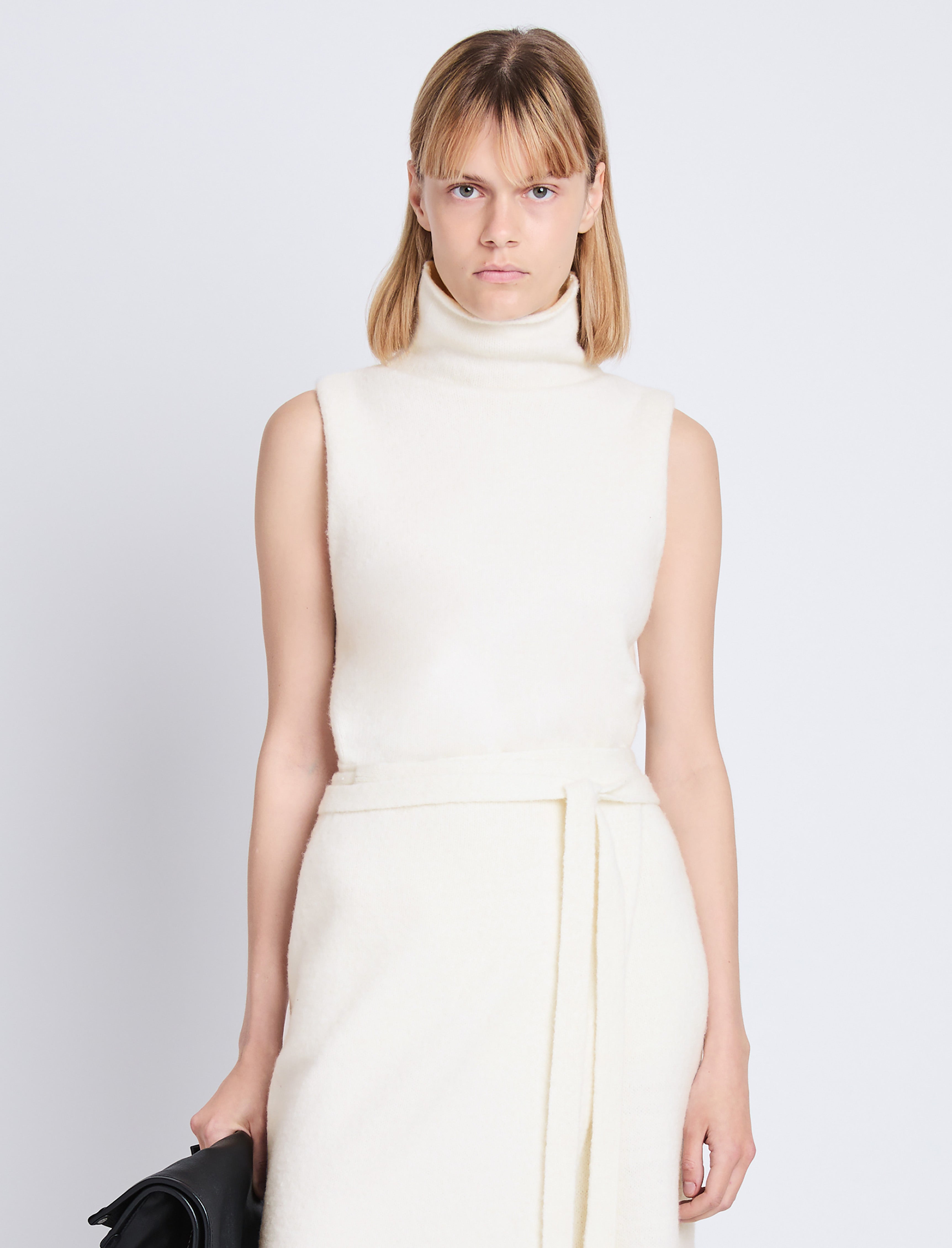 Lily Knit Turtleneck in Wool Blend - Off White