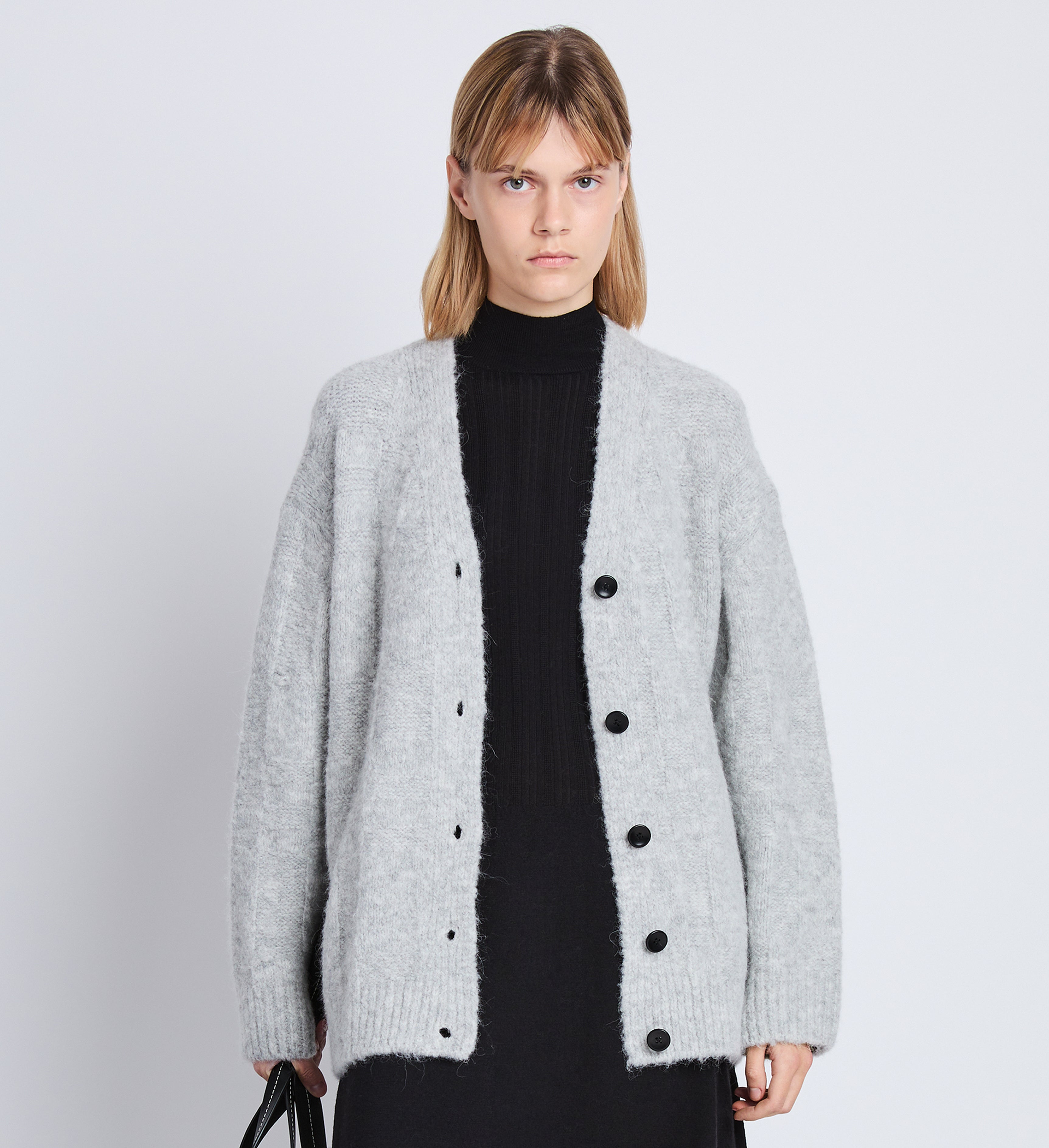 Alana Cardigan in Plaid Textured Alpaca Proenza Schouler