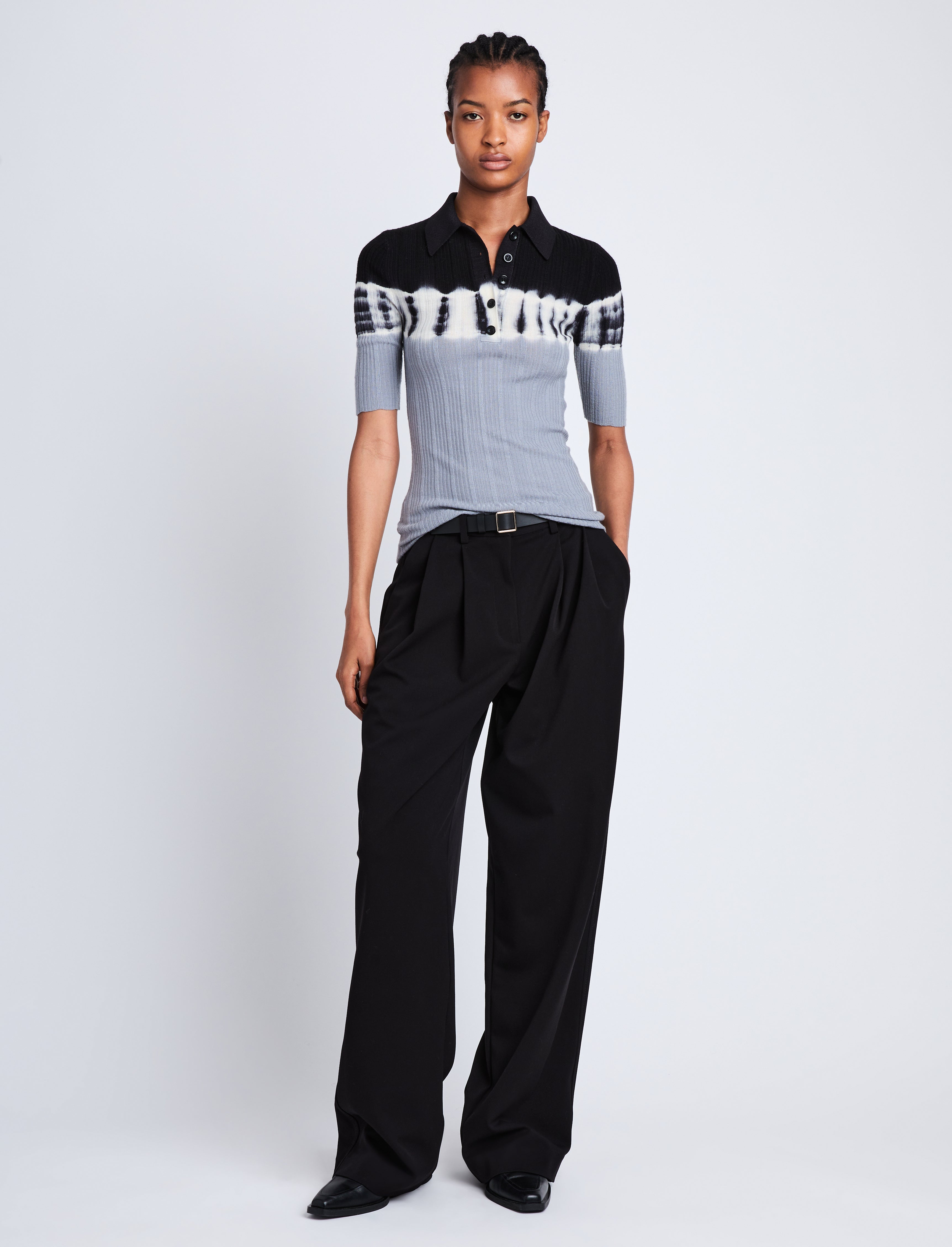 Louisa Knit Polo in Featherweight Tie Dye Proenza Schouler