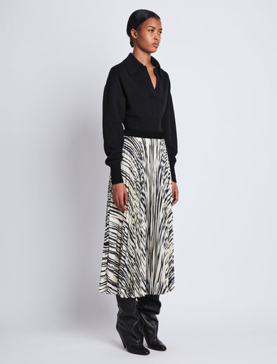 Korine Skirt in Printed Schouler Proenza Pleated Chiffon – Sheer