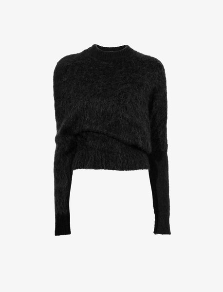 Topshop Tall knitted slouchy sweater in black and charcoal