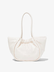 Front image of Large Puffy Nappa Ruched Tote in IVORY