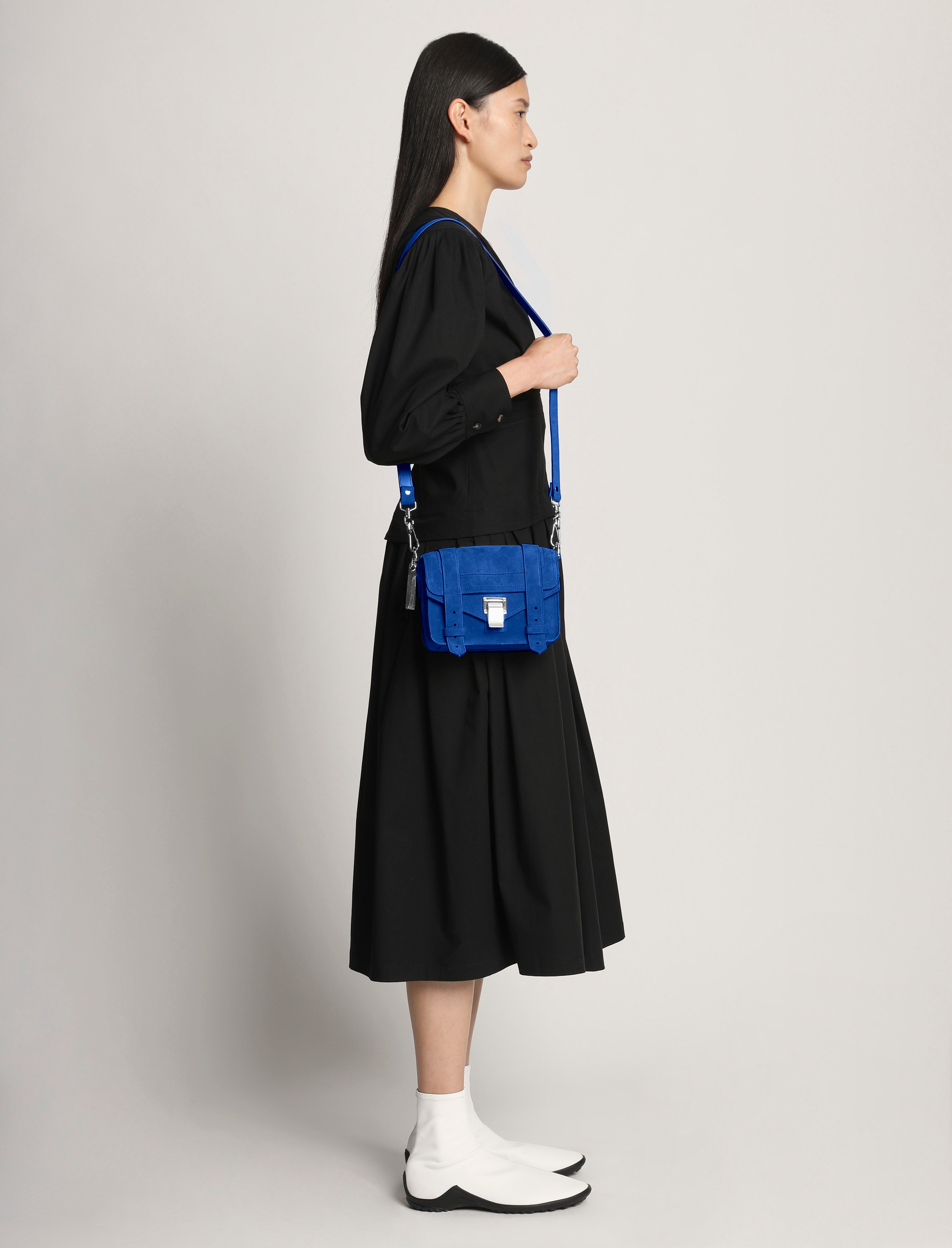 PS1 Mini Crossbody Bag in Suede - Electric Blue