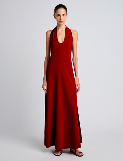 Proenza Schouler Front image of model wearing Ember Dress in Light Matte Viscose Crepe in RED