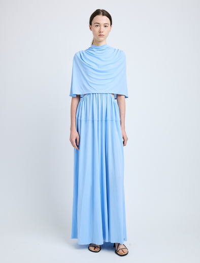 Proenza Schouler Front full length image of model wearing Frankie Dress in Matte Jersey in SKY