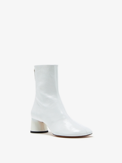 Front 3/4 image of Patent Glove Boots in WHITE