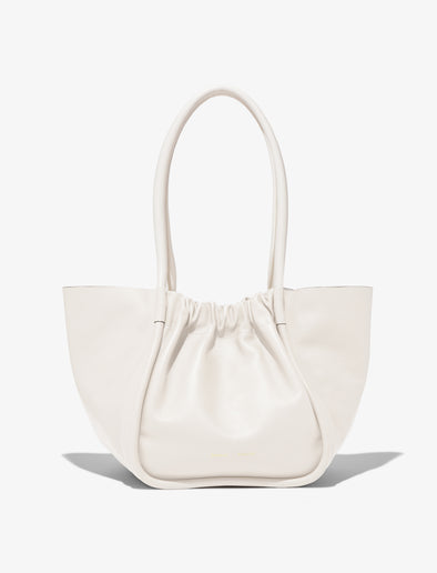 Front image of Large Ruched Tote in Ivory