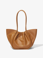 Front image of Large Ruched Tote in Cognac